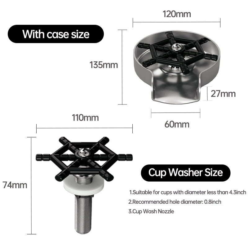 High-Pressure Quick Cleaning Automatic Stainless Steel Kitchen Sink Coffee Cup Washer