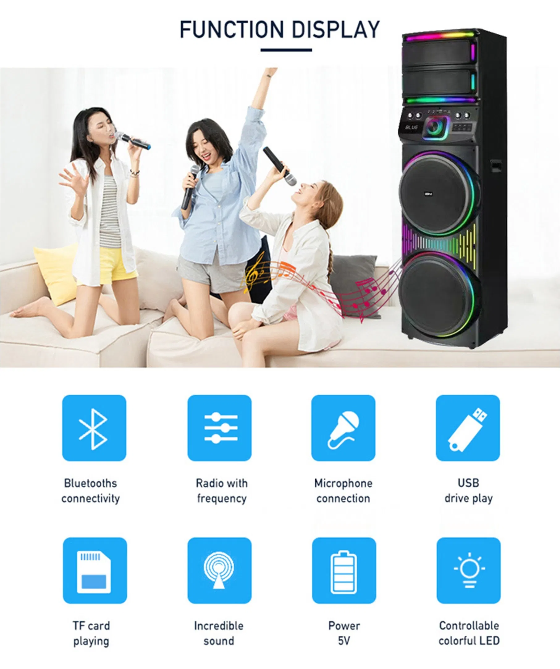 Караоке-система 80Вт с сабвуфером и Bluetooth