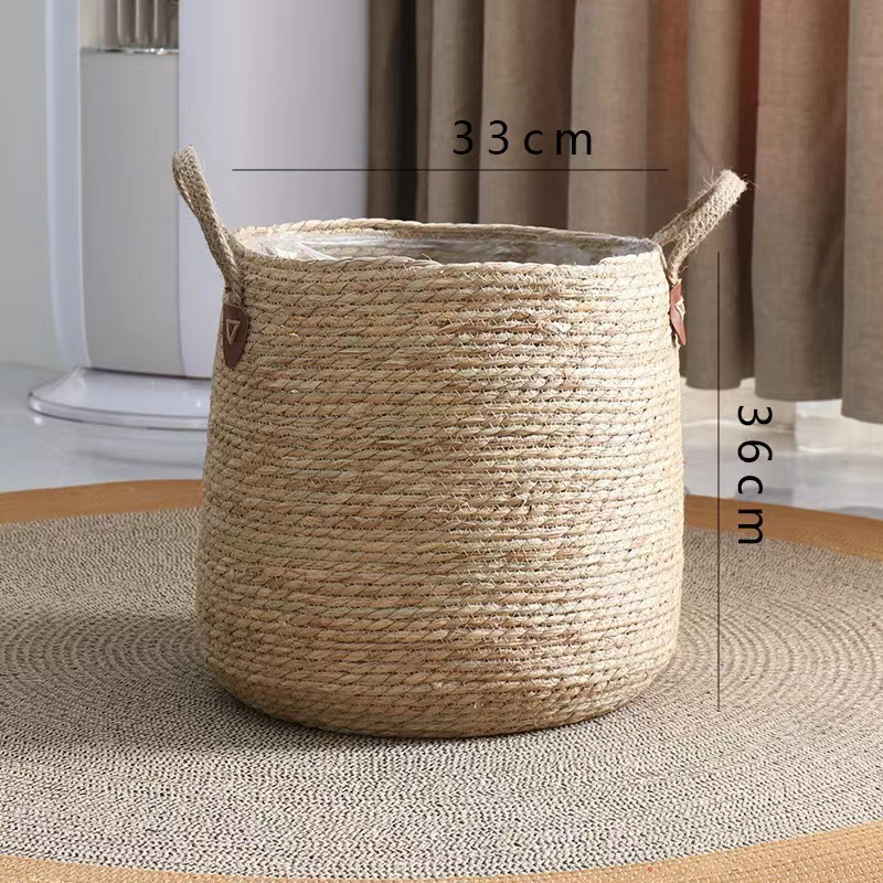 Rattan Pots Planter Baskets Seagrass Indoor Planter Plant Basket Indoor with Liner for Home Decor