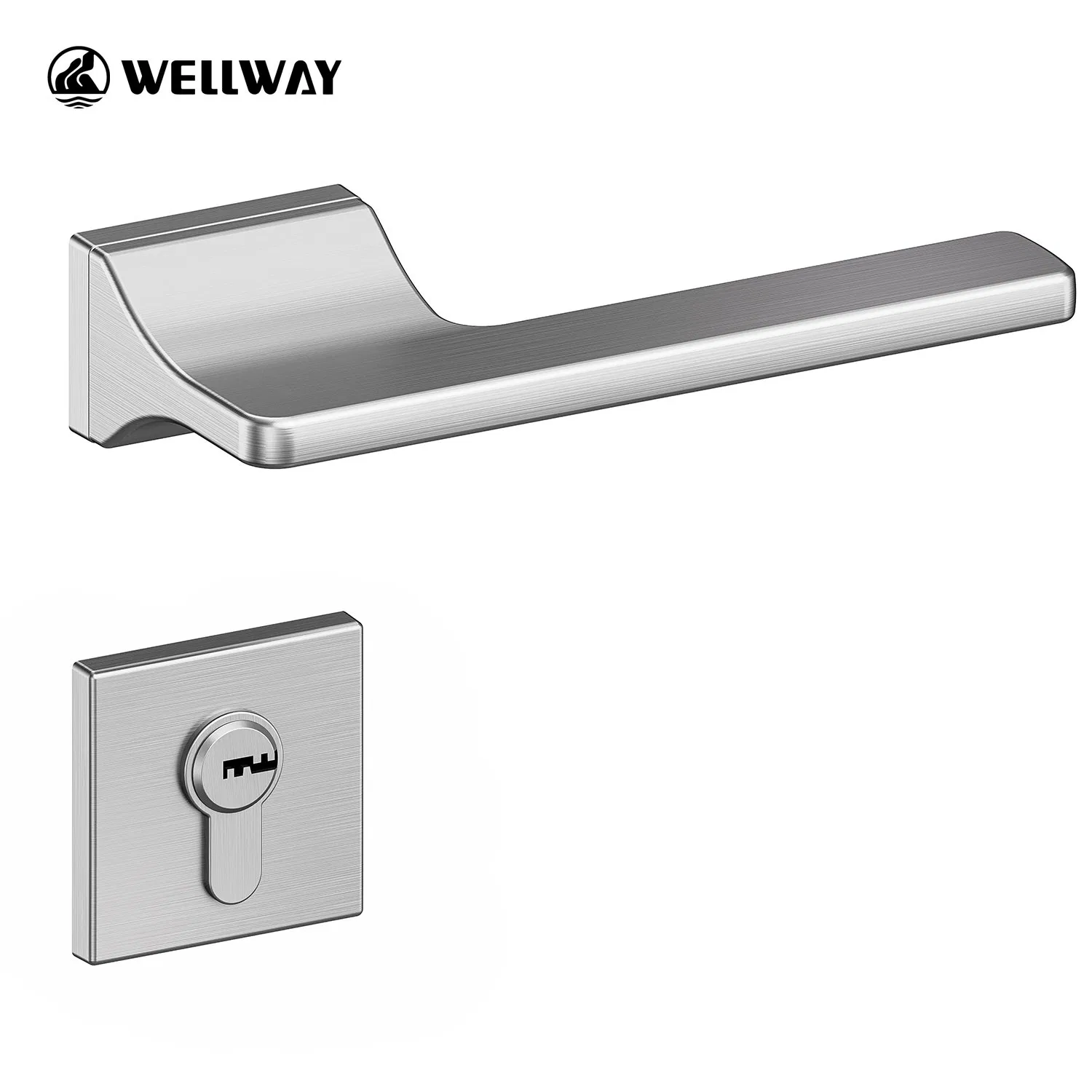 Factory Outlet Stylish Rectangle Rosette Modern Tech Zinc Alloy Lever Door Handle for Interior Wooden Doors with Customization OEM/ODM