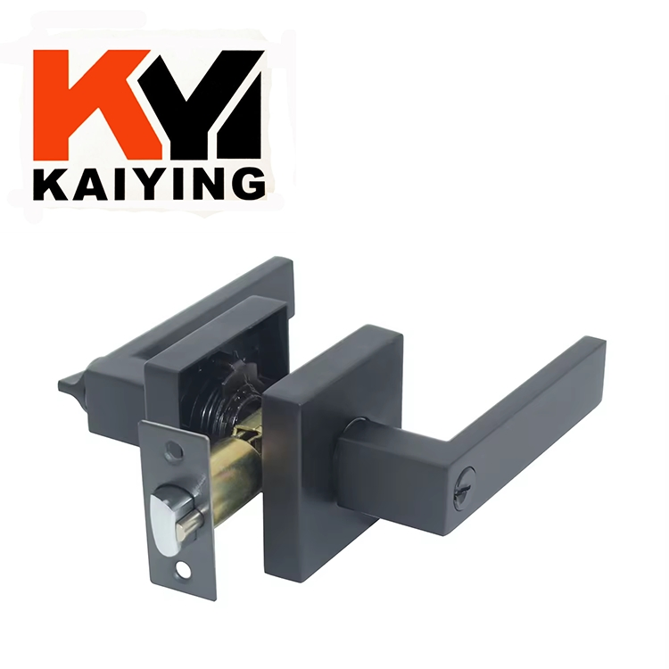 Heavy Duty Matte Black Door Knob Reversible Square Handle Lock