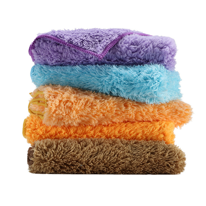 Esun Nonstick Oil Washable Super Absorbent Coral Fleece Dish Towels for Kitchen