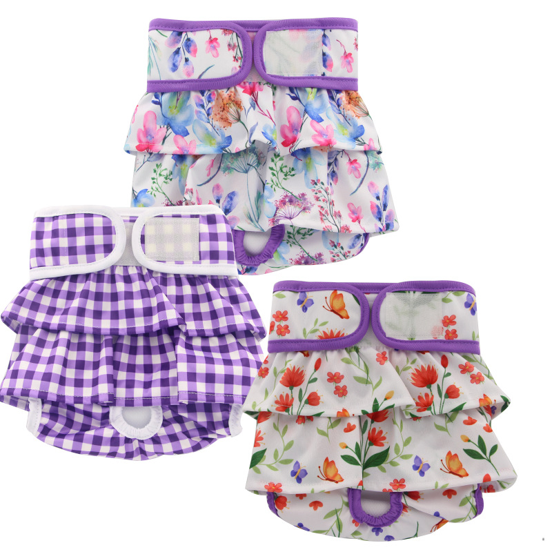 Pet Physiological Pants with Skirt Edges, Anti-Disturbance Female Dog Cloth Diapers, and Dog Physiological Pants