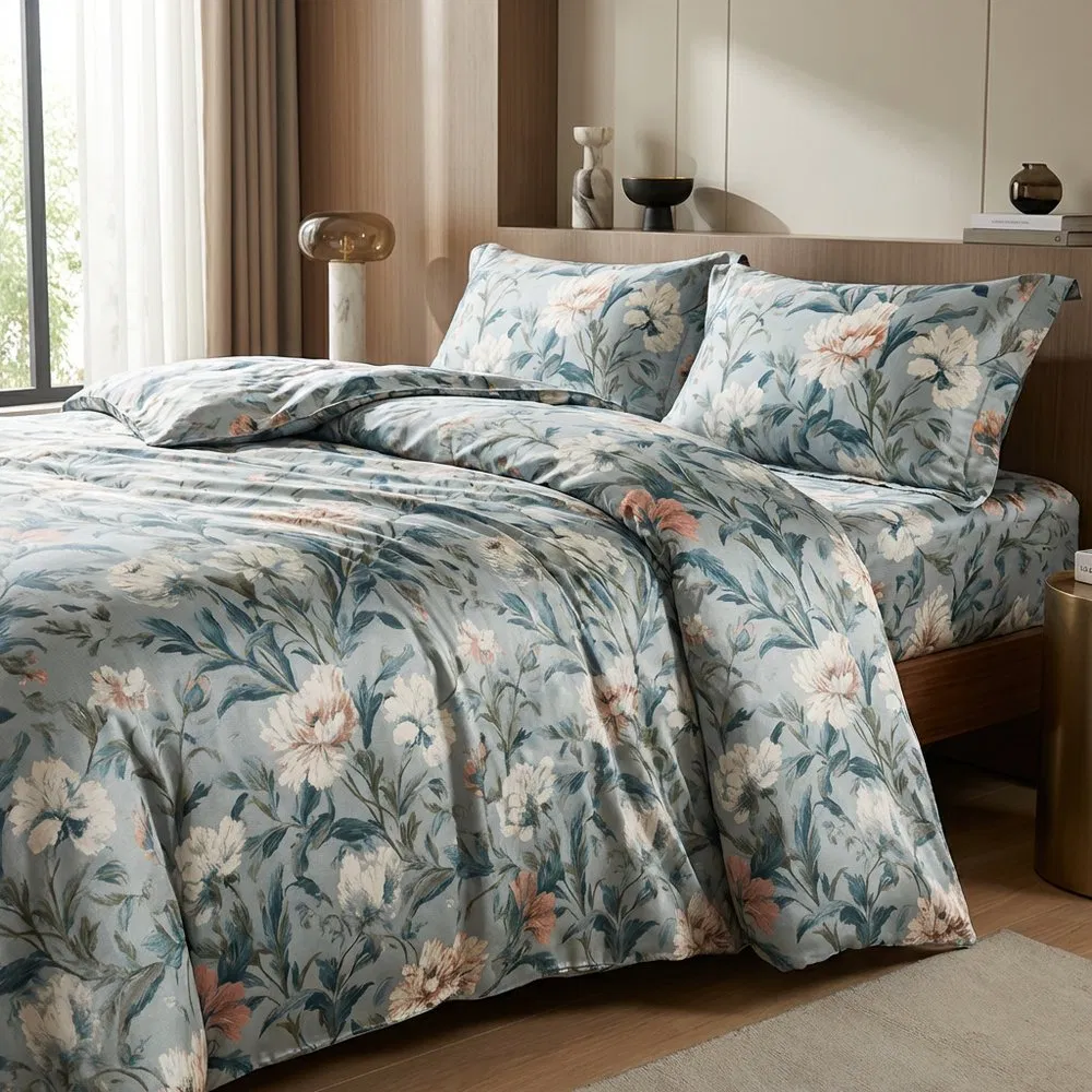 Printed Cotton Fabric Bed Duvet Sheet Pillow Case