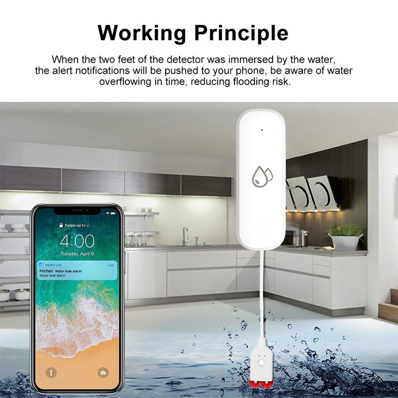 WiFi Water Immersion Sensor WiFi Detector Water Level Sensing Intelligent Linkage Overflow Alarm