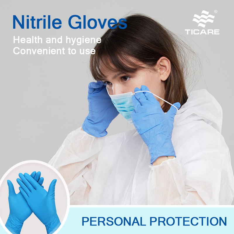 Custom Logo Xs 5 Mil 6mil Blue Nitrile Gloves Powder Free