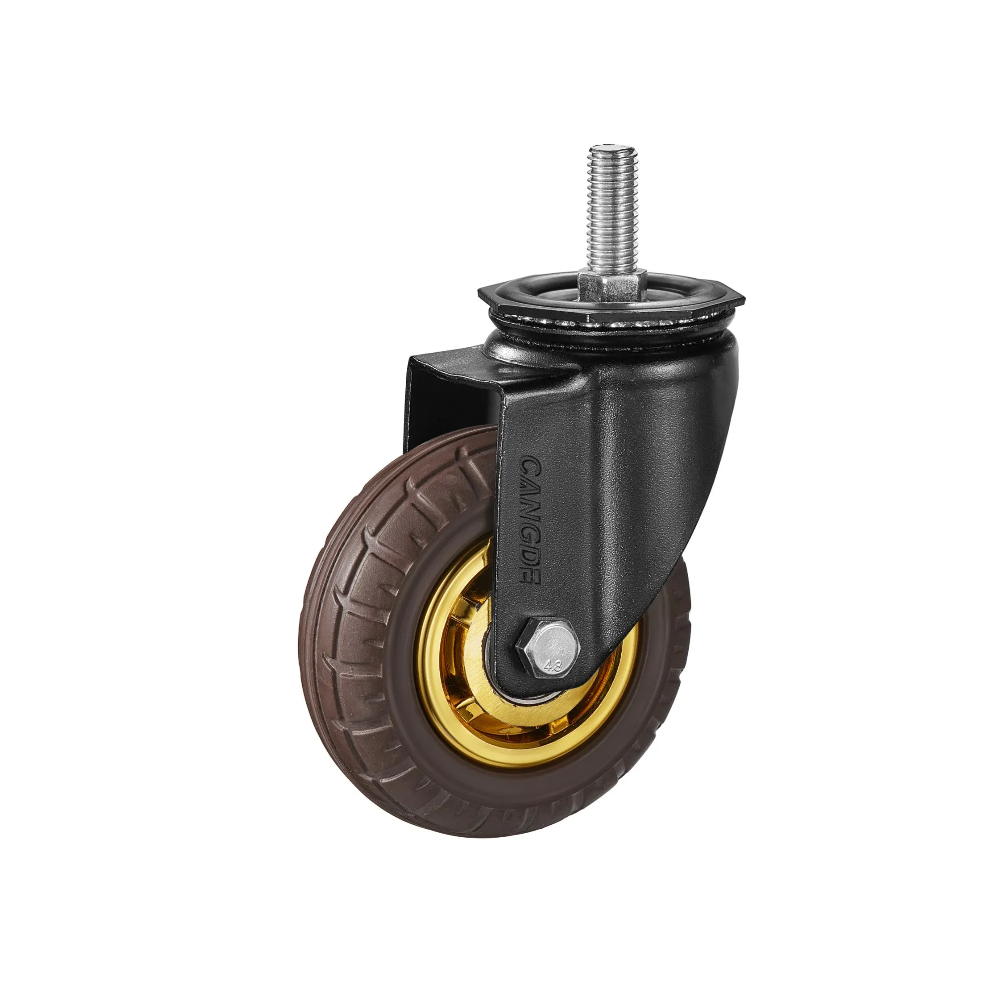 Industrial Medium-Duty Casters Rubber Wheel, Silent Movement, Anti-Vibration Coffee Brown Color