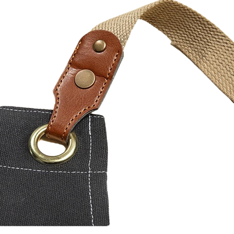 Csjd-1936# Medium Thick Canvas Pen Pocket Adjustable Shoulder Leather Apron
