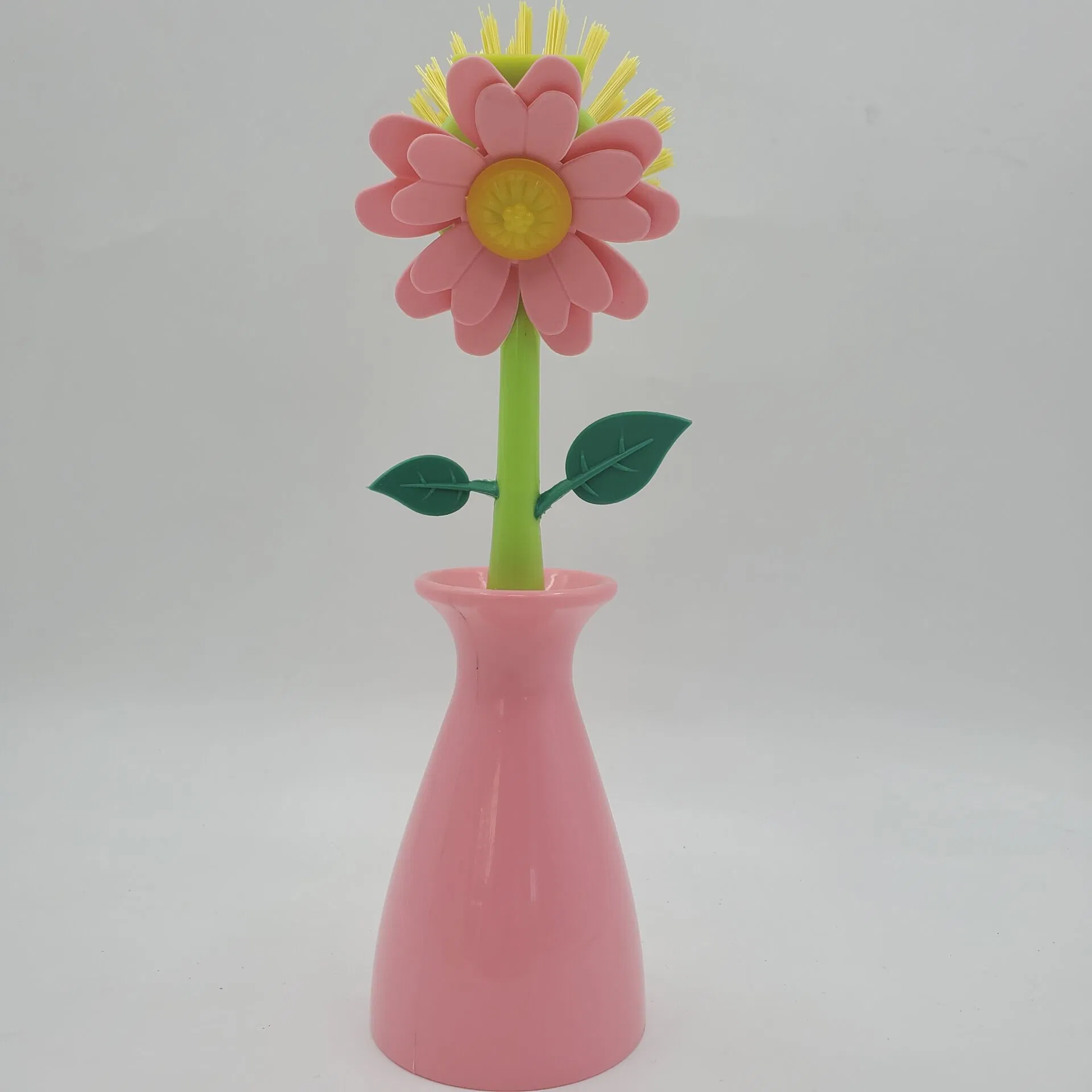 Multifunctional Flower Cleaning Brush Kitchen Plastic Cleaning Tool Dishwashing Brush Bottle Brush Pot Brush with Base