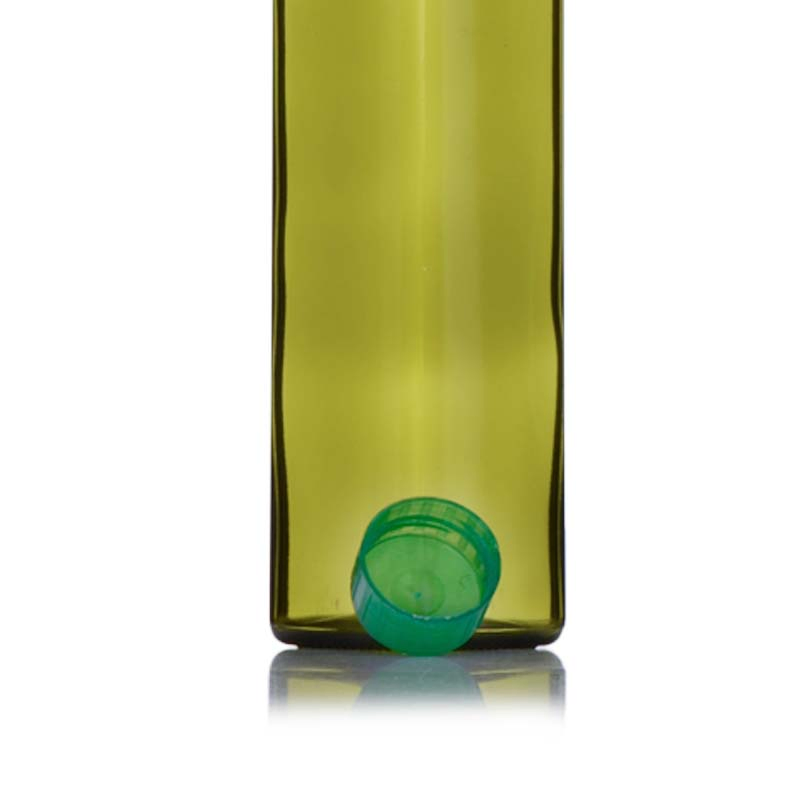 Square Dark Green Empty Glass Sesame Oil Bottle Cooking Oil Bottle with Aluminum Cap