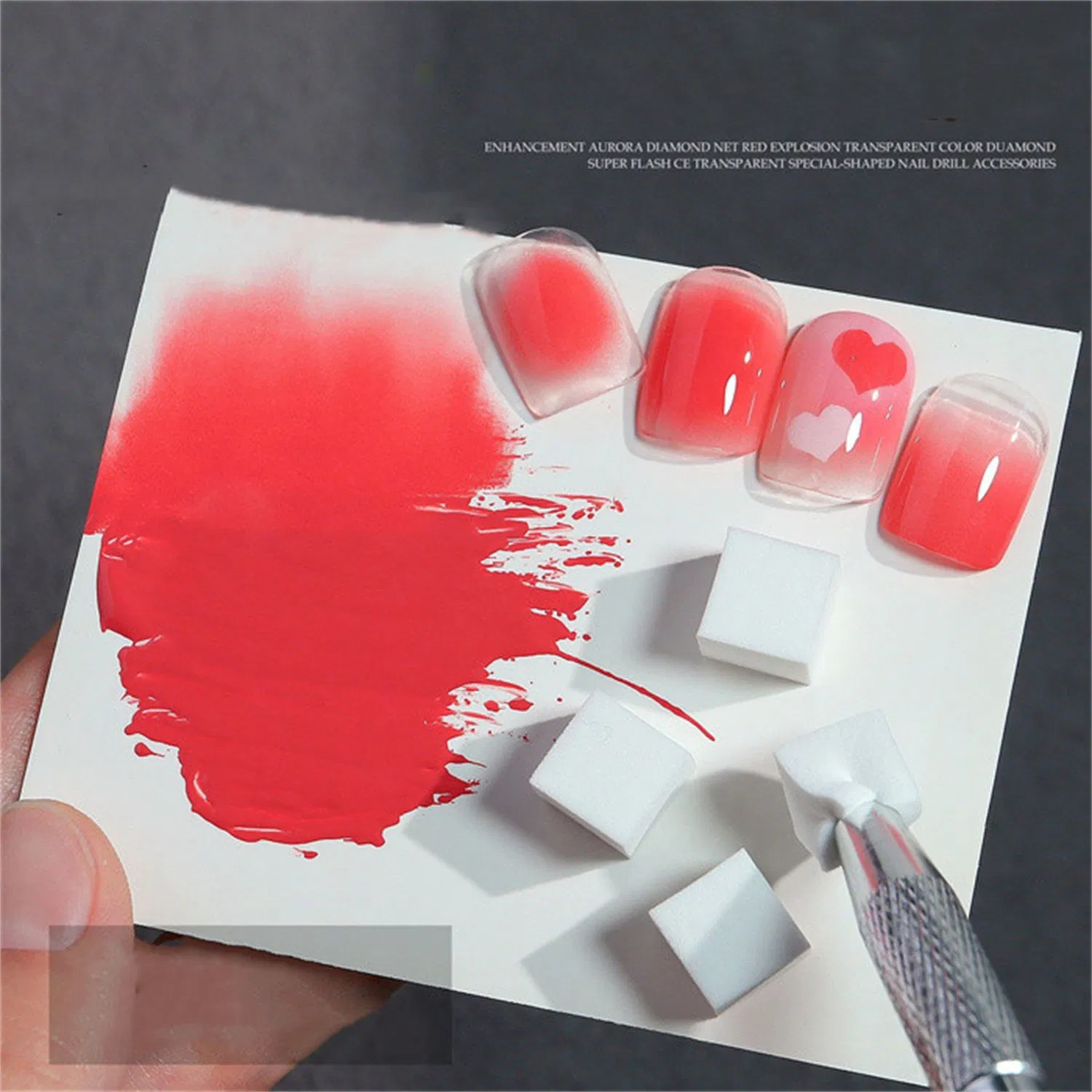 Nail Art 1cm Mini Beancurd Blocks Pat Glue Sponge Gradient Smudged Blush Small Square Nail Buffer Grab Pen Tool Set