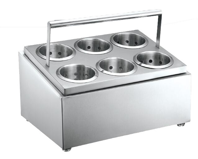 Commercial-Grade Stainless Steel Cutlery Holder in 6 Grids with Handle