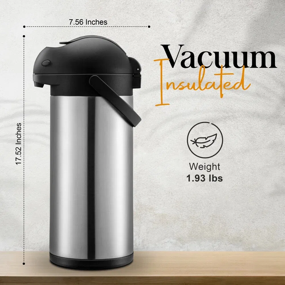 Термос-диспенсер для кофе с помпой, нержавеющая сталь