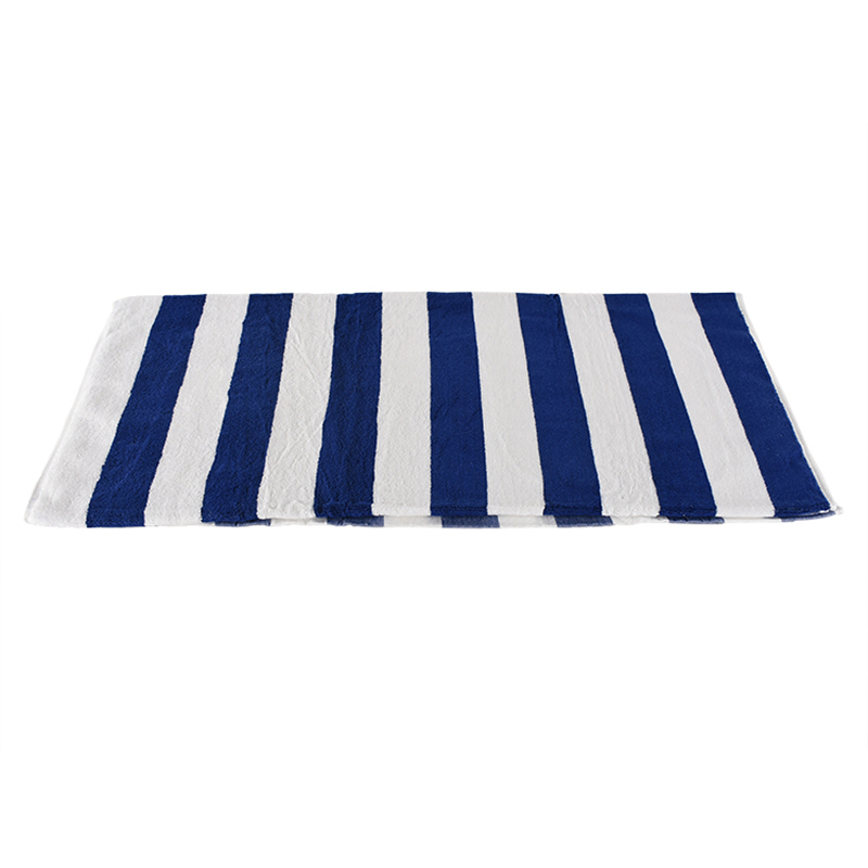 100% Cotton White/ Blue Stripe Pool Towel for Hotel Pool