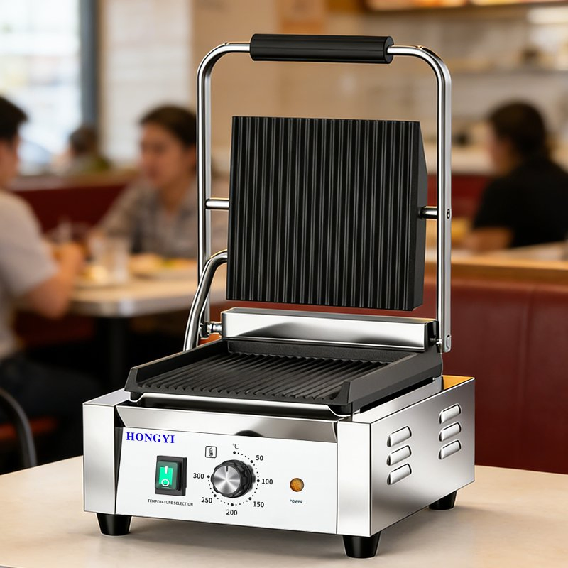 Single Head Panini Grill Commercial Sandwich Press Machine