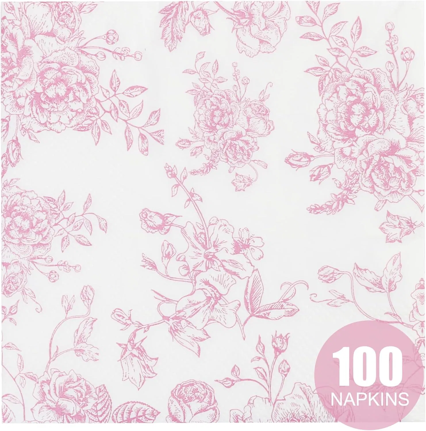 Elegant Pink Floral Cocktail Napkins Lunch Napkin Dinner Napkins Tissue