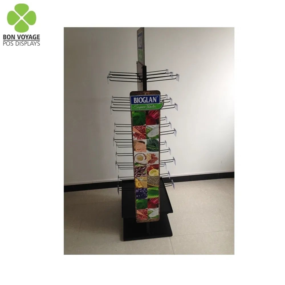 Supermarket Wooden POS Pegboard Display Shelf Hooks Display Stand for Food&Snacks