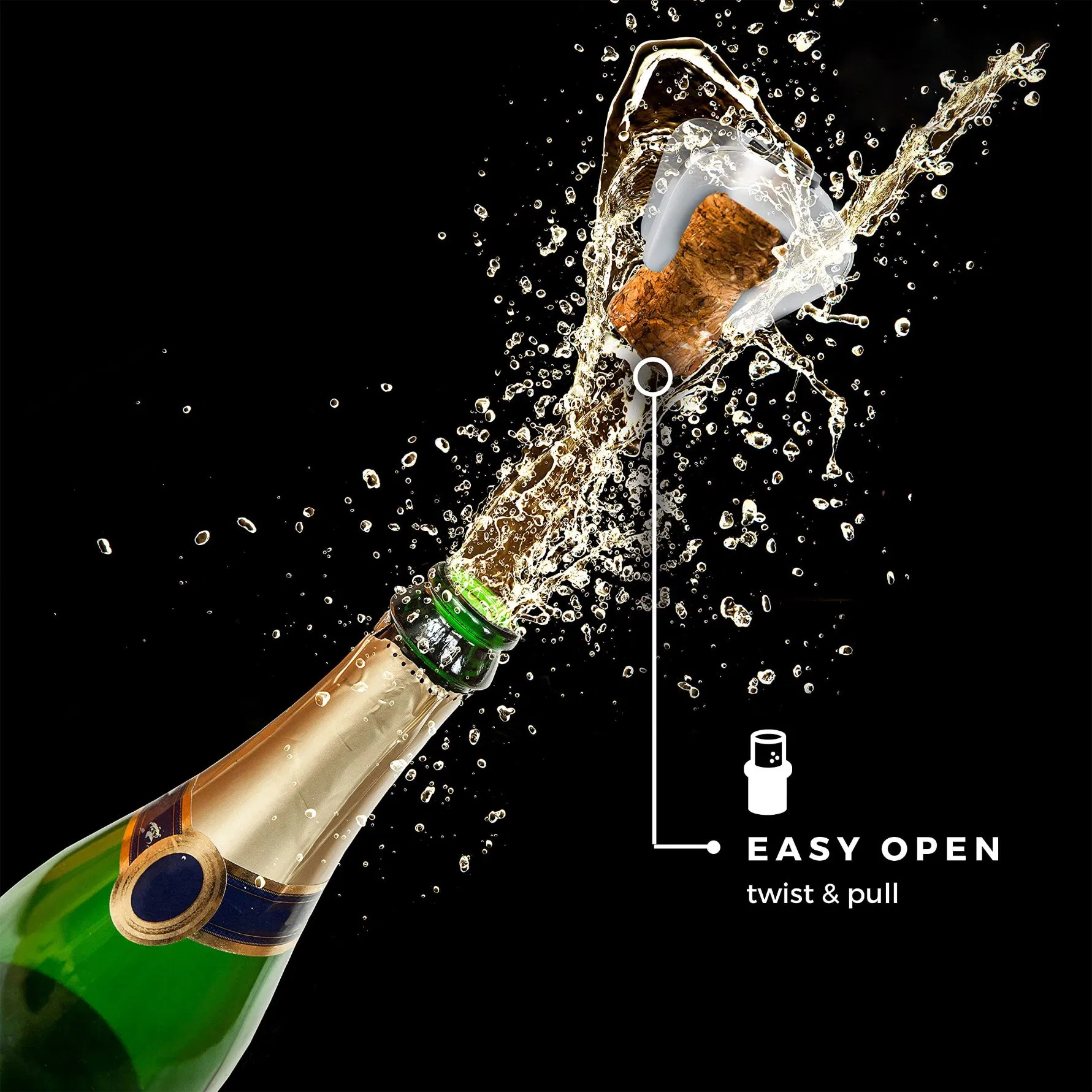 Champagne Bottle Opener, Stainless Steel Sparkling Wine Cork Remover Multifunctional Bottles Opener