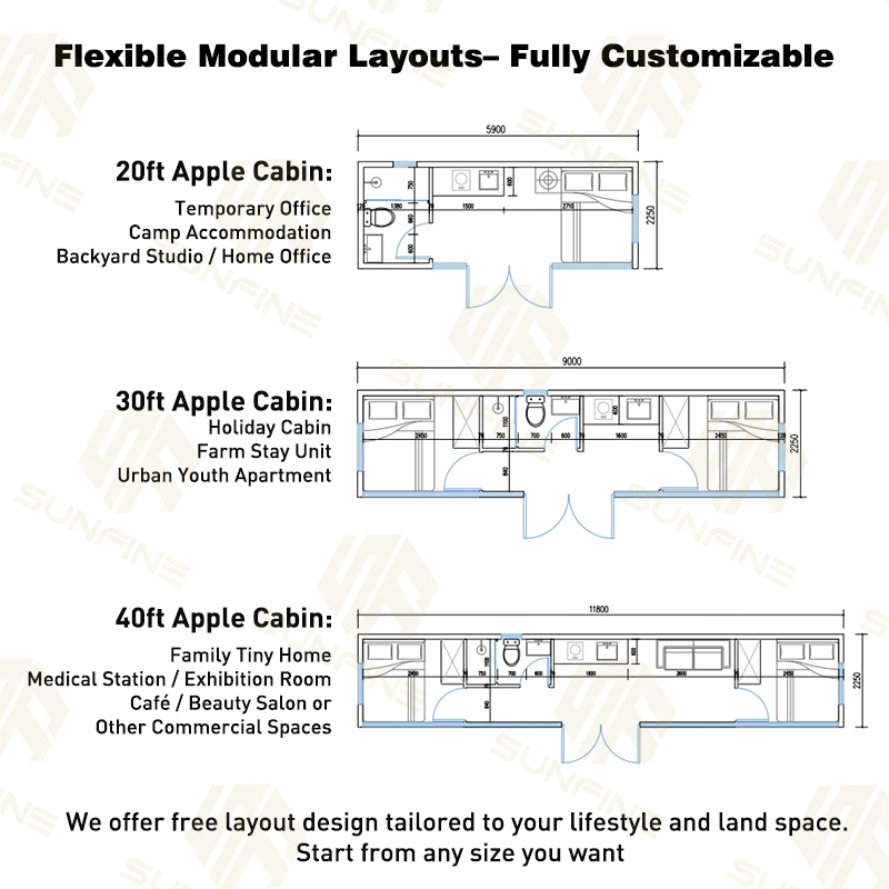 Premium Grade Prefabricated House Apple Cabin Tiny Casas Prefabricadas Modernas Homes Apple Cabin