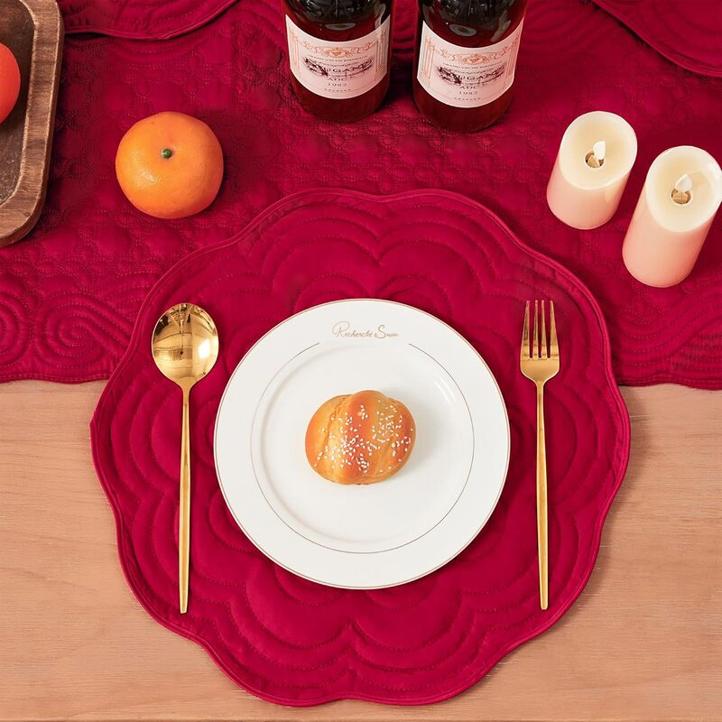 Brighthomey Microfiber Placemat Machine Washable Durable Linen Table Mats Heat Resistant