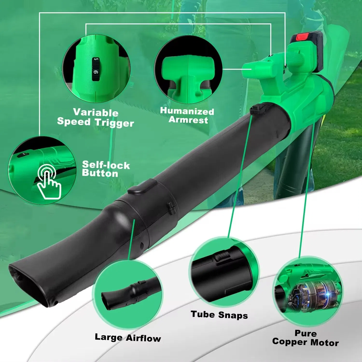 Powerful 20V Cordless Leaf Blower with Adjustable Speed Settings