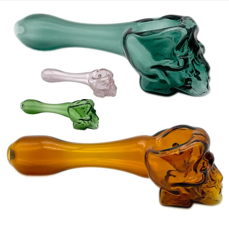 10.3cm Pyrex Glass Oil Burner Pipes Spoon Skull Glass Pipes Hand Pipe Glass Smoking Pipes