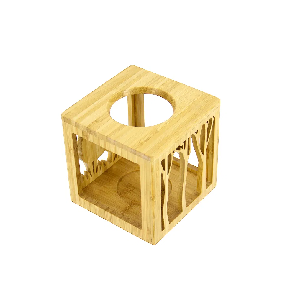 Lamp Candle Holder Made of Bamboo Homex BSCI with Two Ceramic Bowls
