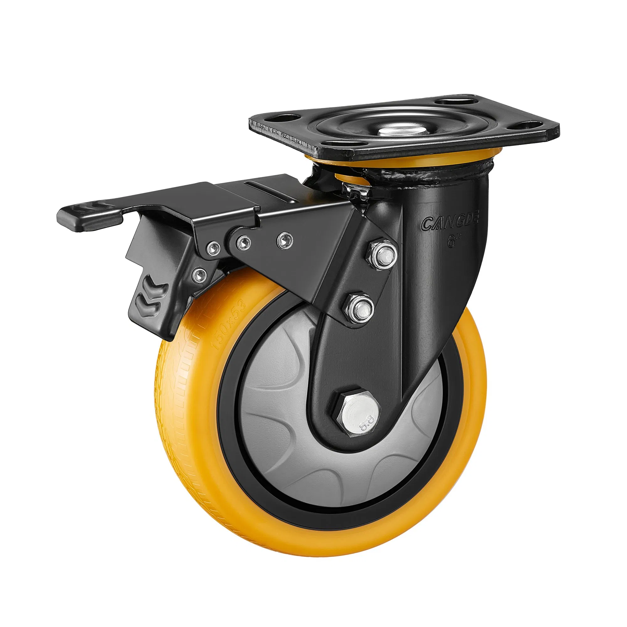 6 Inch Heavy Duty Double Ball Bearings PU Caster and Wheels