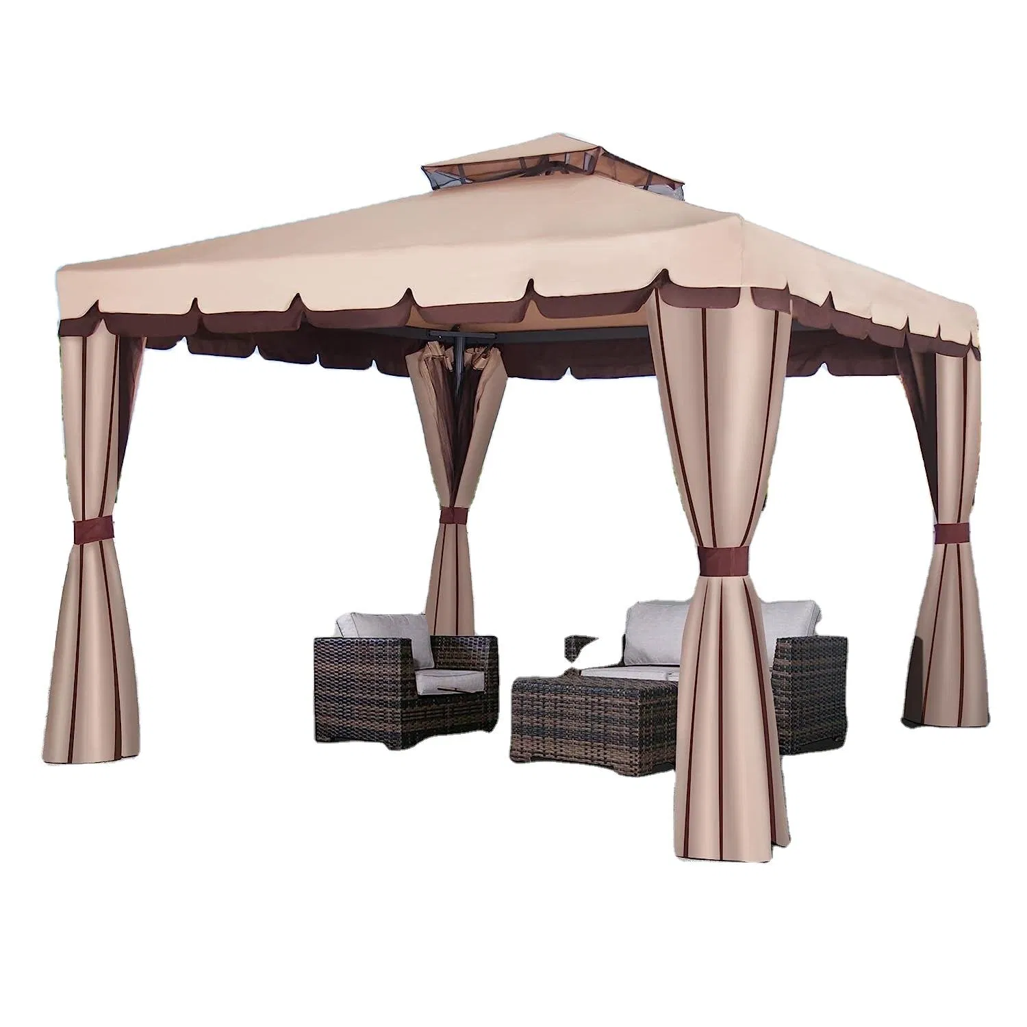 Double Tier Canopy Outdoor Backyard Grill Gazebo Shelter for Patio