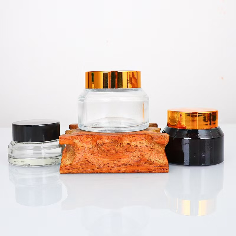 15g 30g 50g Transparent/Frosted Diagonal Shoulder Design Face Cream Glass Jar with Lid