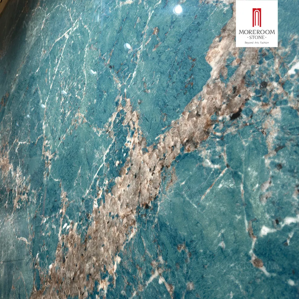 Custom Agate Glass Slabs with Unique Furniture Application