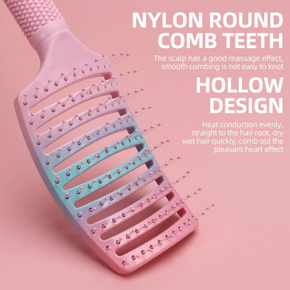 New Anti-Static Heat-Resistant Curved Boar Bristle Detangling Hair Brush for Hair Salon