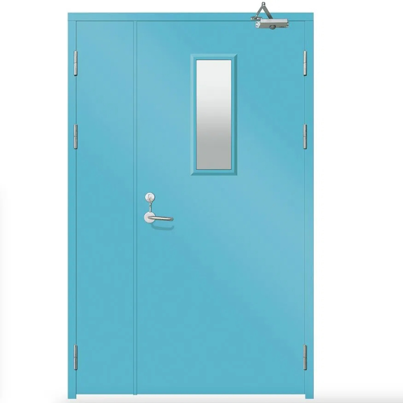 Flush Commercial Fireproof Fire Exit Steel Door with Window