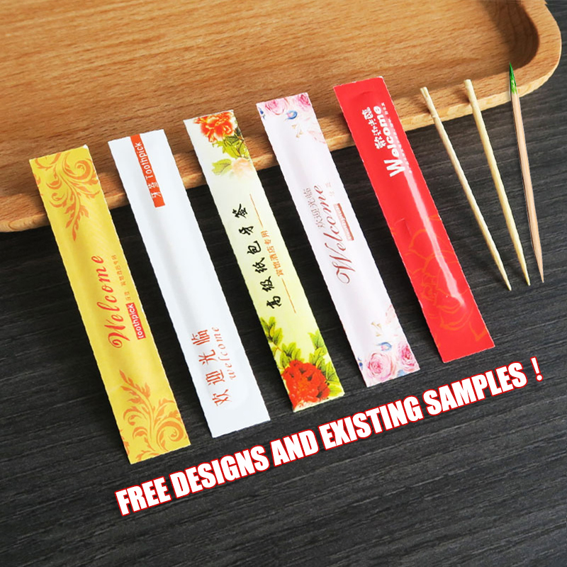 Custom Bamboo Wooden Toothpicks Individually Wrapped Single Packed Advertisement Mint Wood Toothpick with Logo