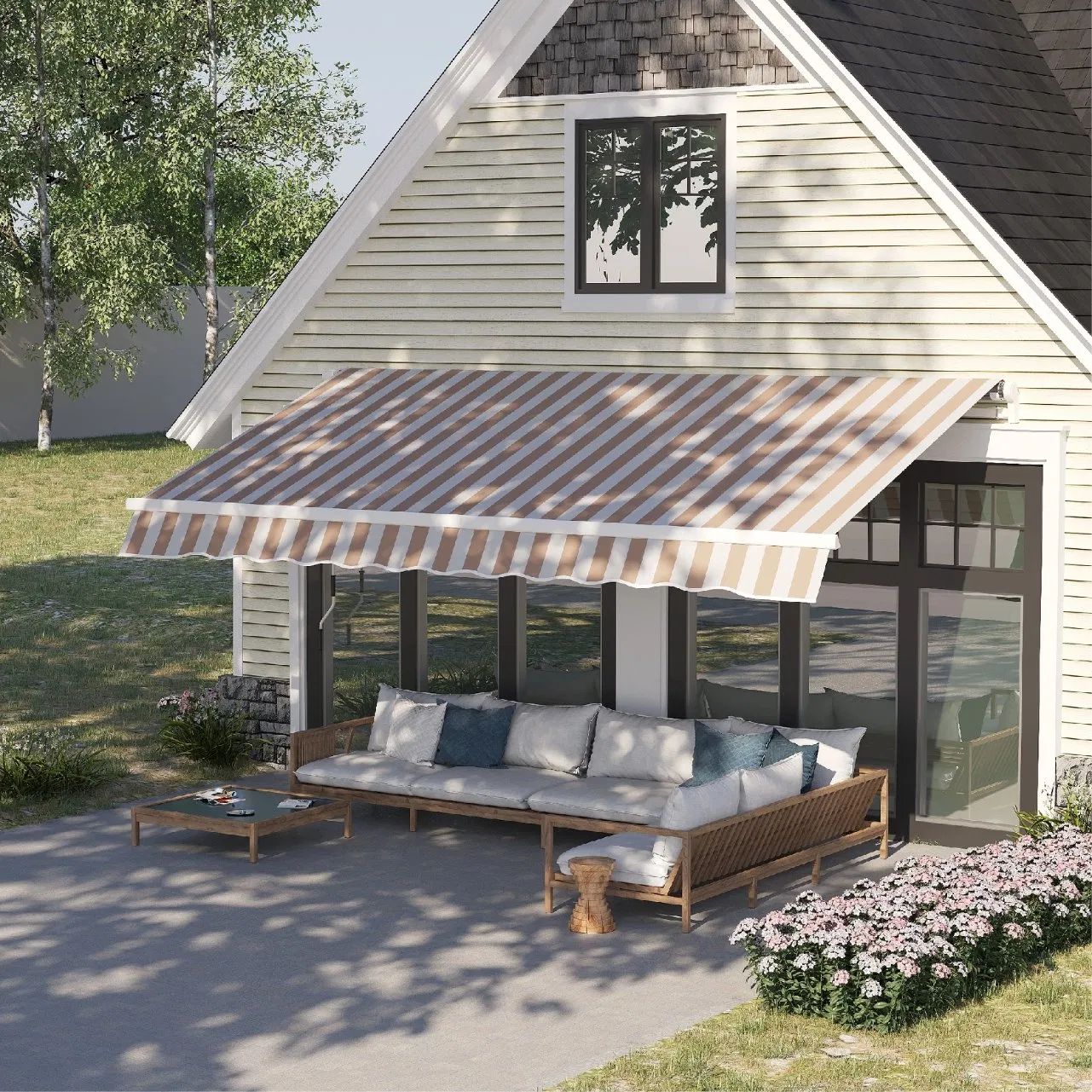 Full Cassette Arm Outdoor Waterproof Automatic Motorized Retractable Awning Garages Canopies Carports Folding Foldable Carport