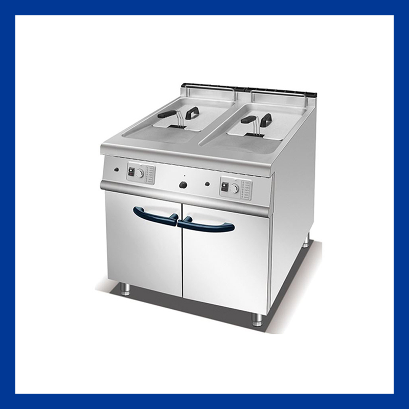 Um-Ud-2 Stainless Steel Kitchen Equipment Gas Vertical Fryer Double (2) Tank 2 Independent Baskets Frying Oven Commercial Cabinet &Gas Vertical Fryer