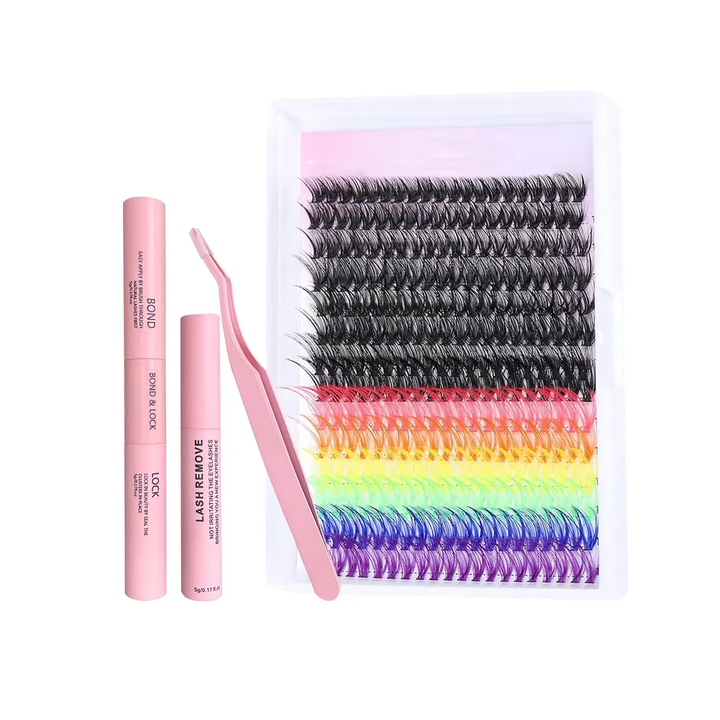 Hot Sale Handmade Russian 10d Pointy Base Premade Volume Fans Rainbow Colored Easy Fan Eyelash Extensions