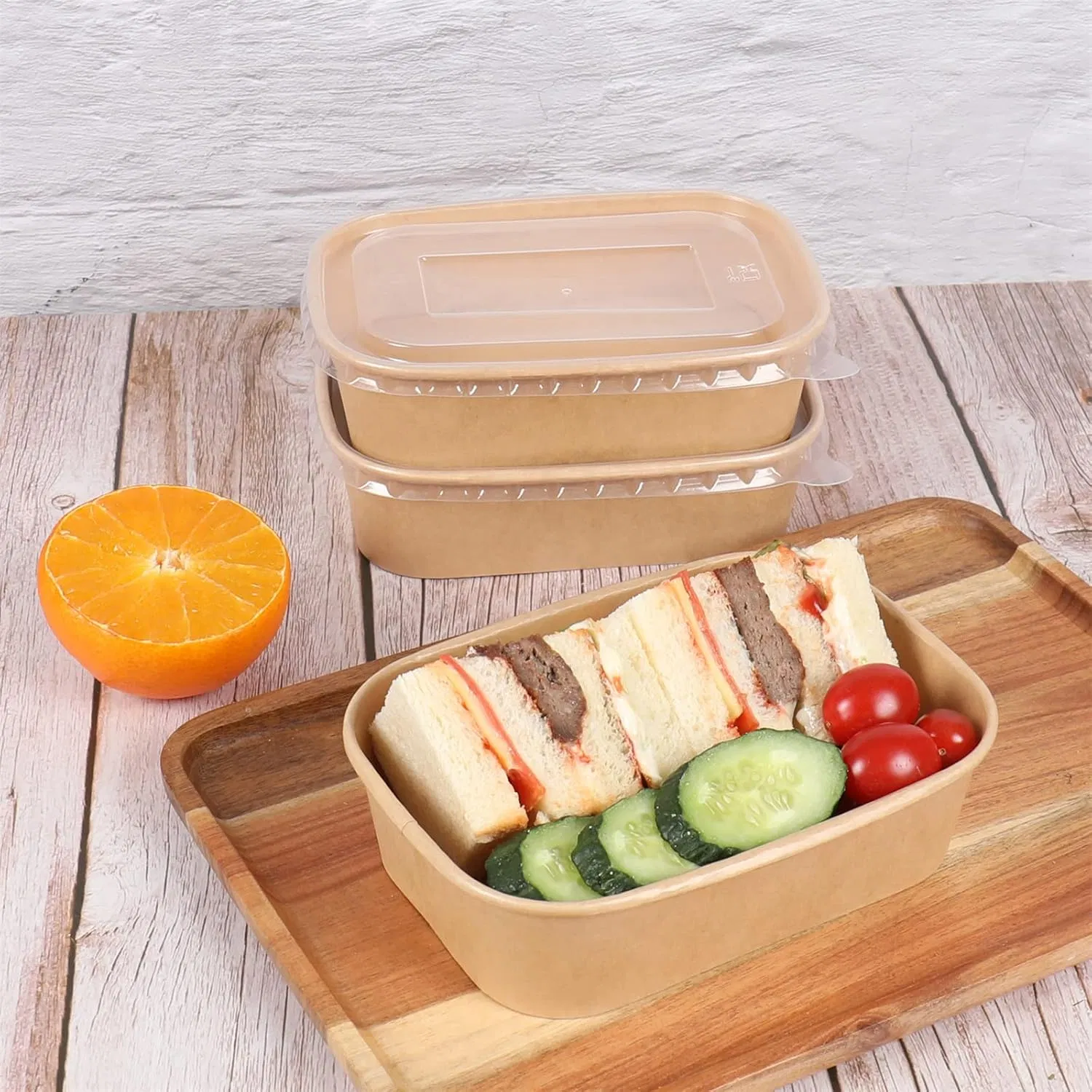 Durable Disposable Kraft Paper Salad Bowl Leakproof and Oil Resistant