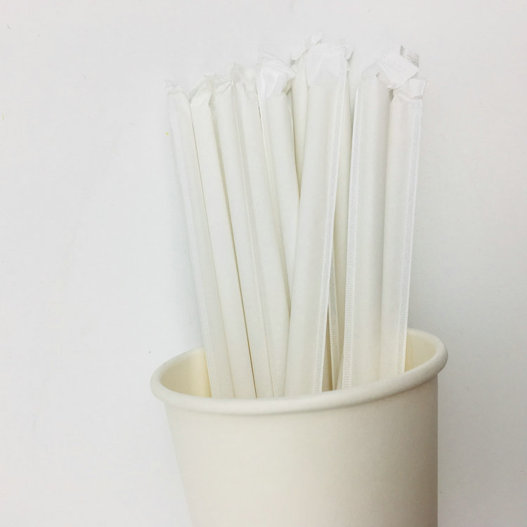 Single Pack White 100% Biodegradable Drinking Decorations Paper Straws