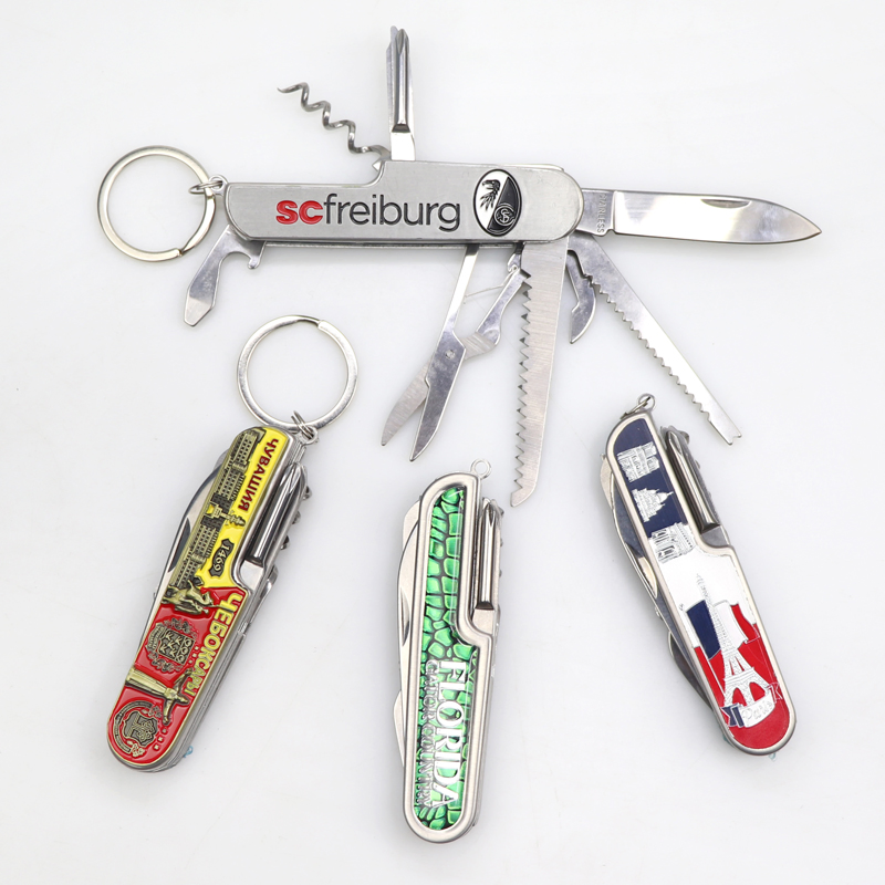 Wholesale Custom Logo Souvenir Multi Tool Utility Folding Pocket Knife Keychain