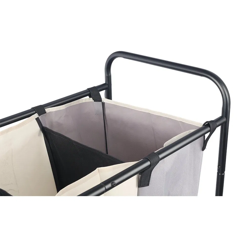 Wholesale Home Metal Cloth 3 Section Laundry Cart Laundry Storage Organization Laundry Bags Baskets and Storage with Wheels