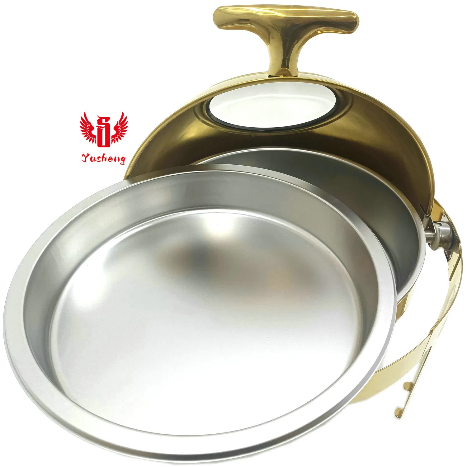 Roll Top Stainless Steel Chafing Dish Golden Color with Visible Lid 6L Glass Window