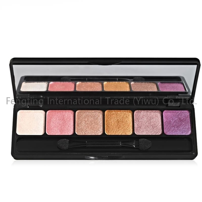OEM/ODM Wholesale 6-Color Glitter Shimmer Eye Shadow Palette Shiny Powder with Contracted Design as Base for Enhancing Eye Makeup