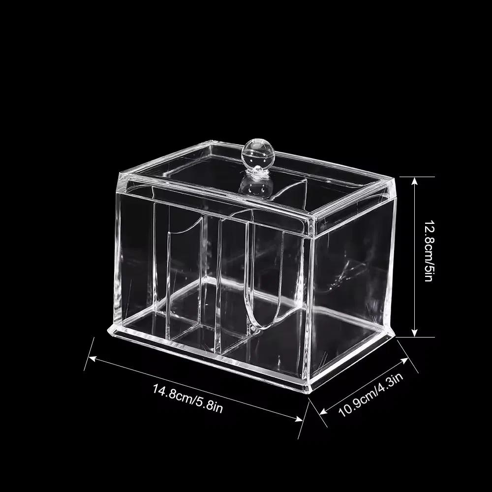 Makeup Organizer Acrylic Cotton Swab Holder with Lid for Cotton Pad Ball Makeup Sponge Hair Band Q-Tips Cosmetic Organizer Clear