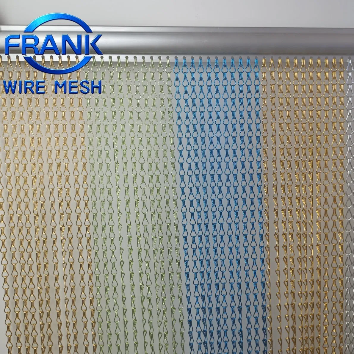 Grey Double Hook Aluminium Metal Chain Fly Screen Door Curtain 90cm X 210cm