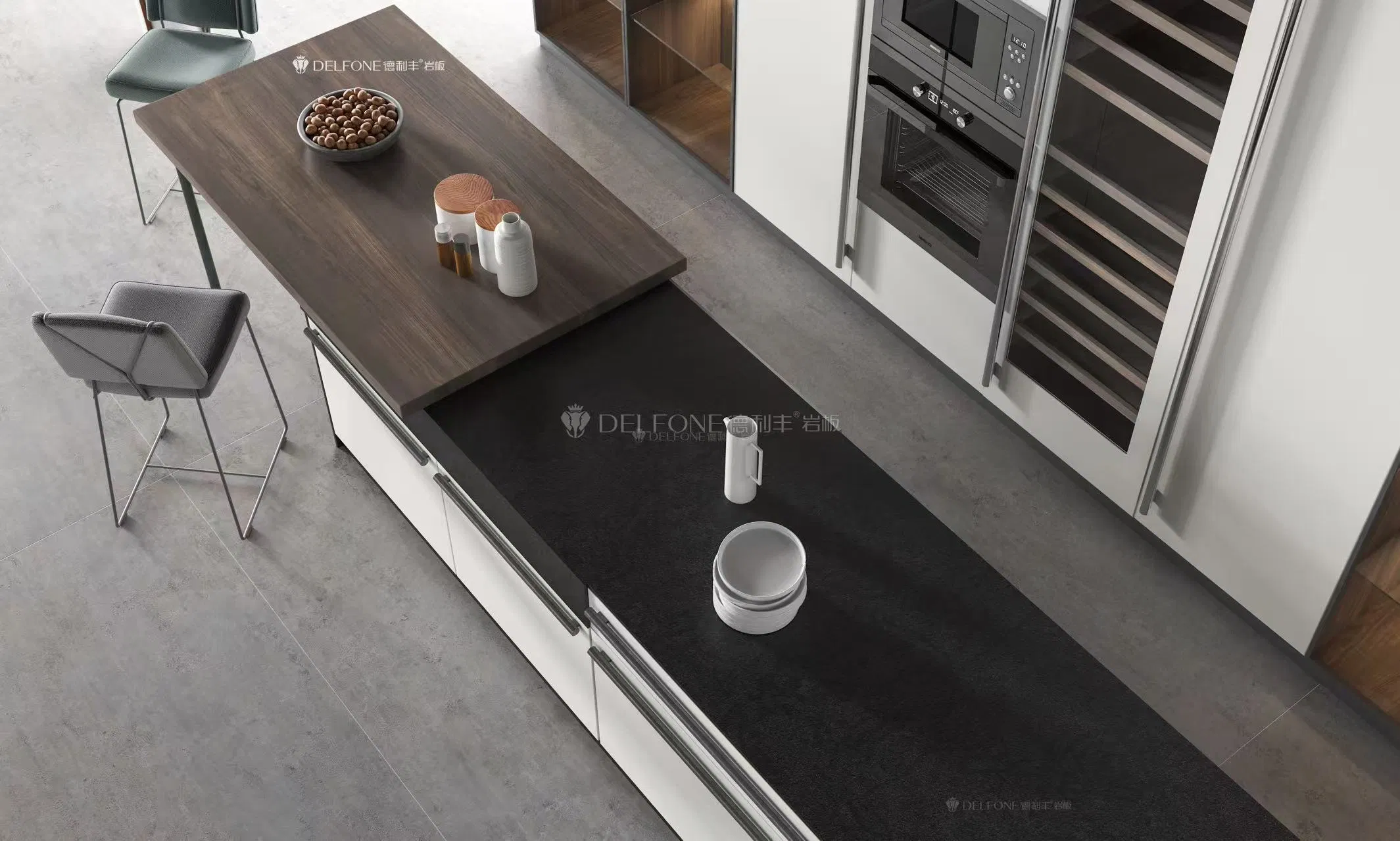 1200*2800 6mm Black Color Sintered Stone, Matt Surface. Suitable for Outside Walls UV and Frost Resistant.