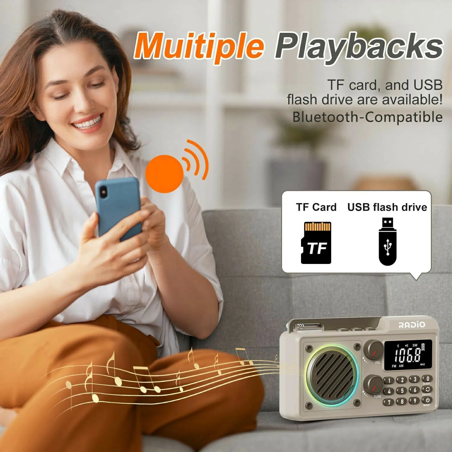 Портативная радио-колонка Q7 с Bluetooth и FM/AM