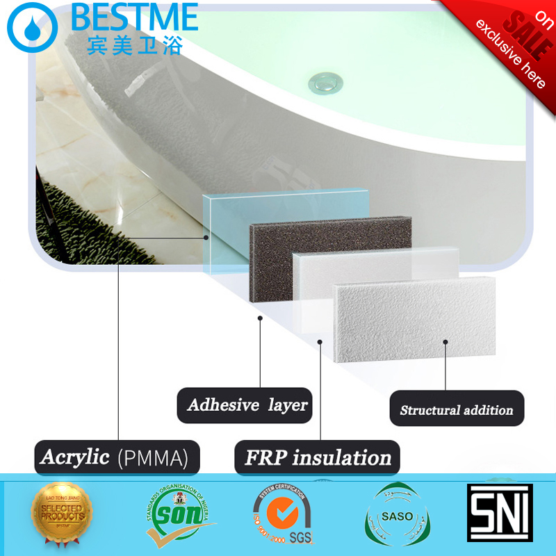 Угловая гидромассажная ванна BESTME с воздушными пузырьками