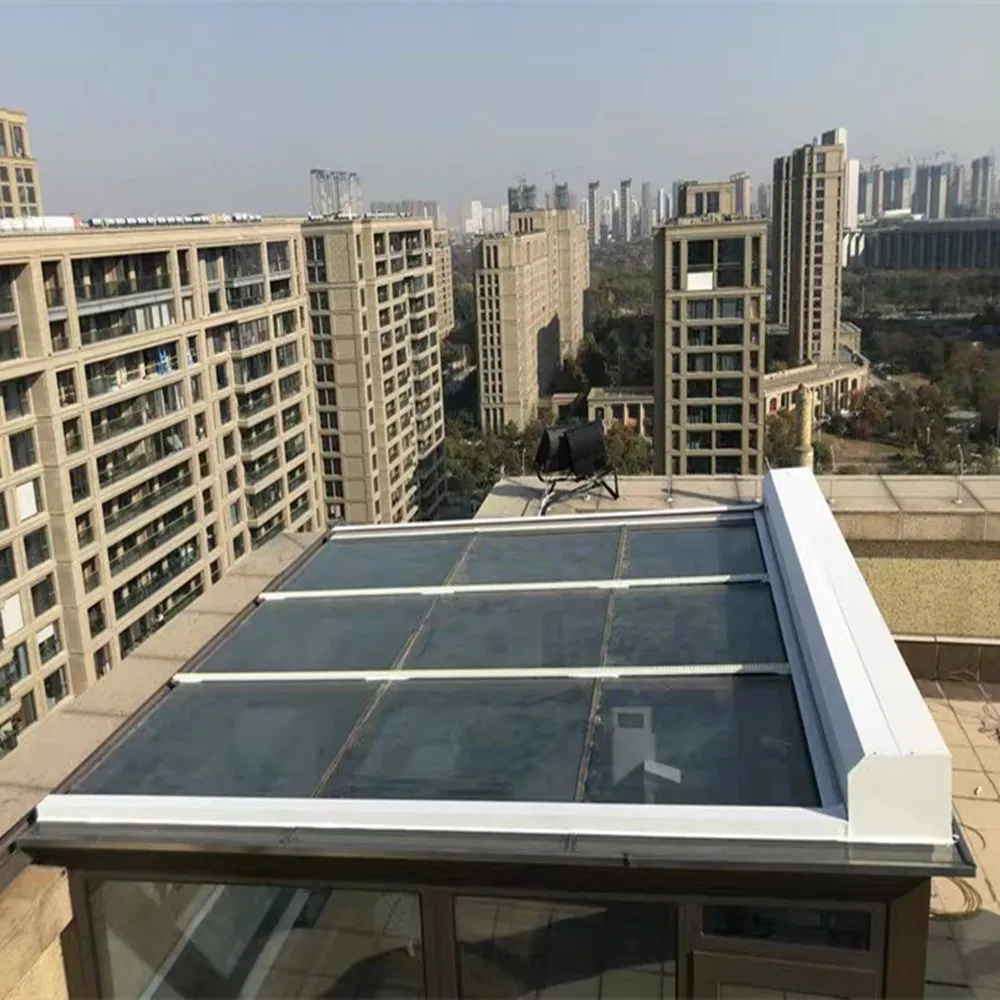 Electric Horizontal Aluminum Roller Shutter Installed on The Roof of The Glass House