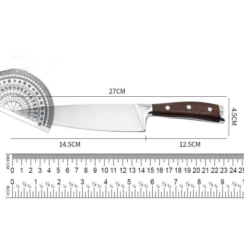 Kitchen Knife Set with Wooden Base Stainless Steel Scissors Household Seven-Piece Set